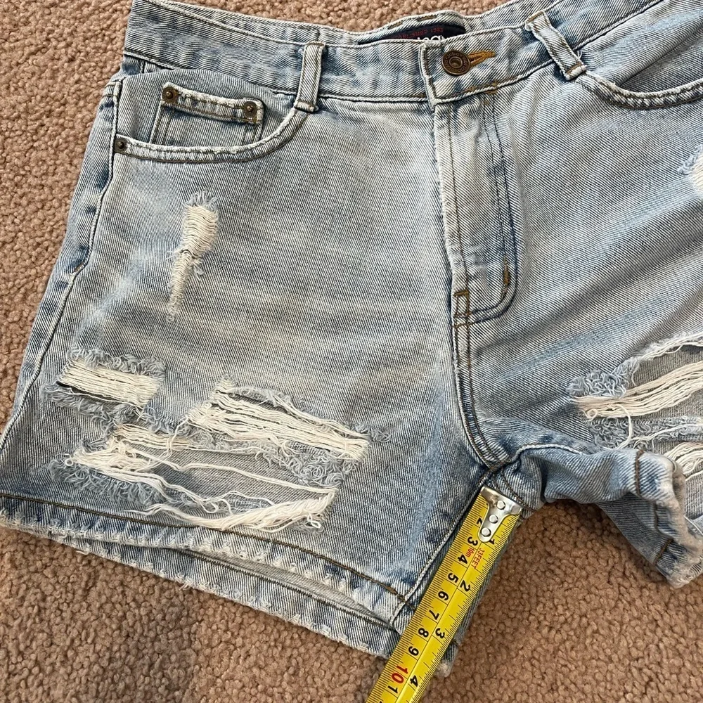JABA Distressed Ripped High-waisted Denim Shorts - Picture 7 of 8